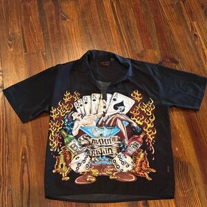 Men's Vintage Black Graphic Short Sleeve Shirt